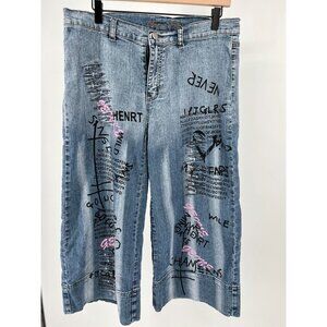 Drama Jeans Graffiti Crop Jeans Size 13 Distressed Juniors